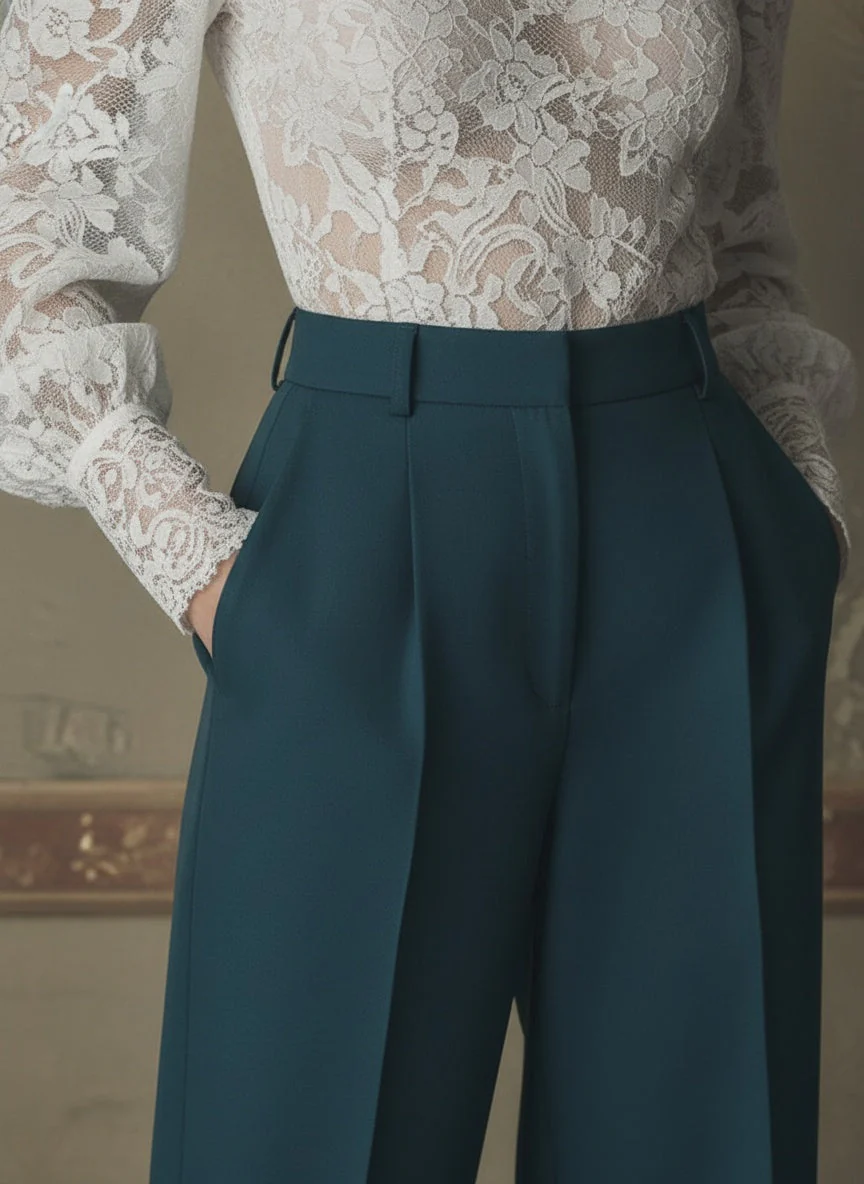 The Elegant Lace High-Neck Blouse - Image 2