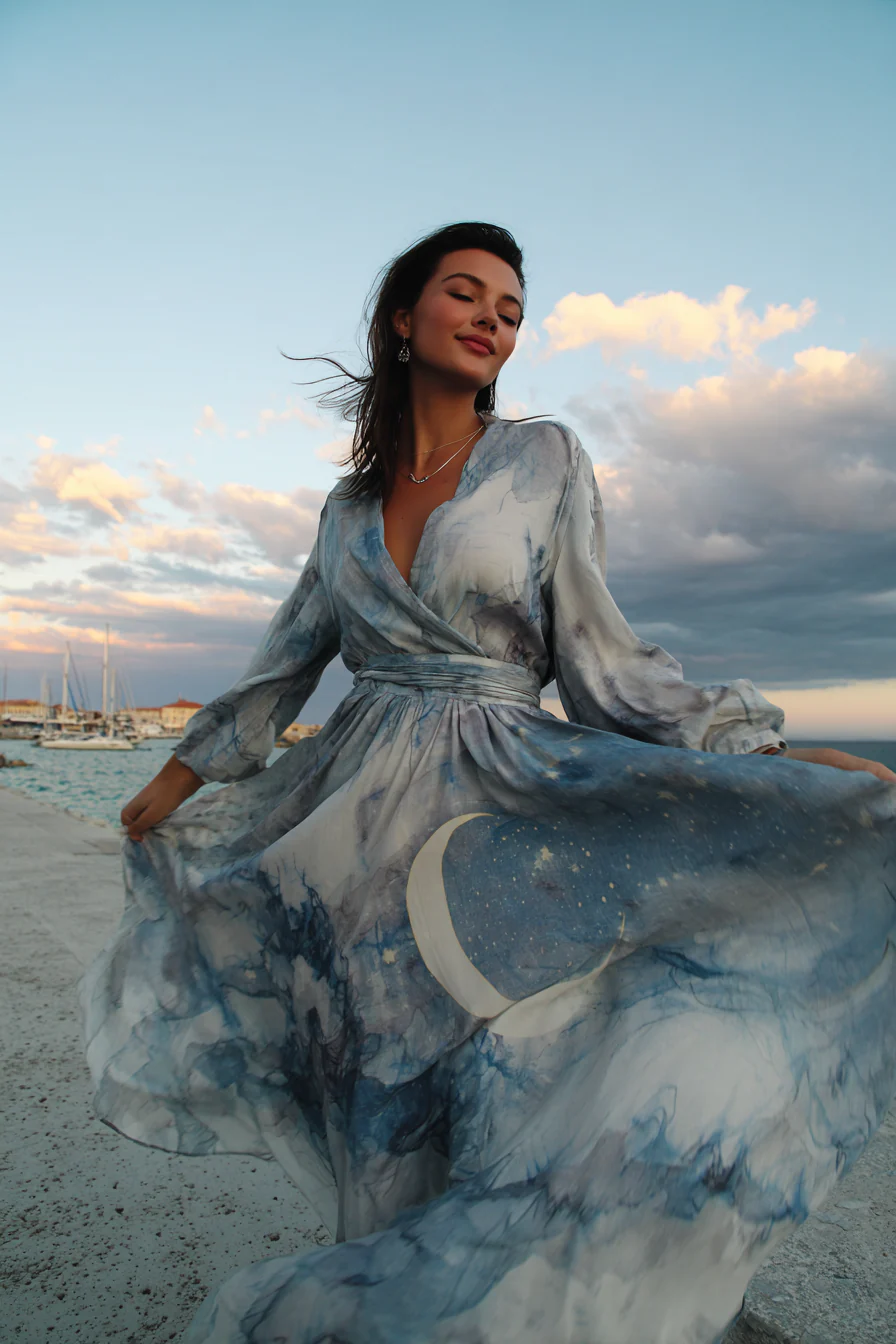 The Moon – Printed Maxi Chiffon Dress
