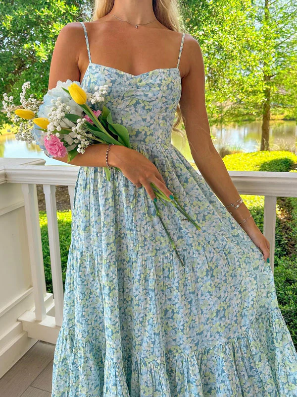 Thin straps printing maxi dress - Image 2