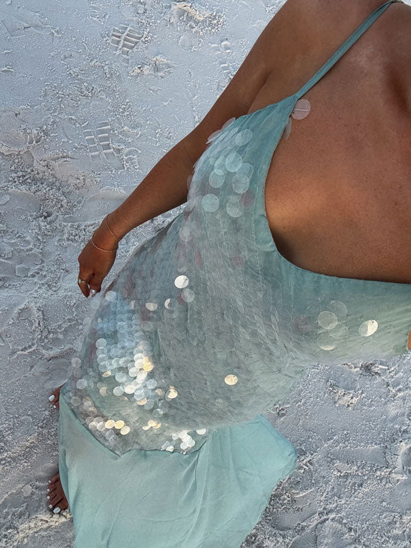 Thin straps sequin maxi dress - Image 2