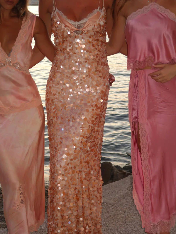 Thin straps sequin maxi dress - Image 2