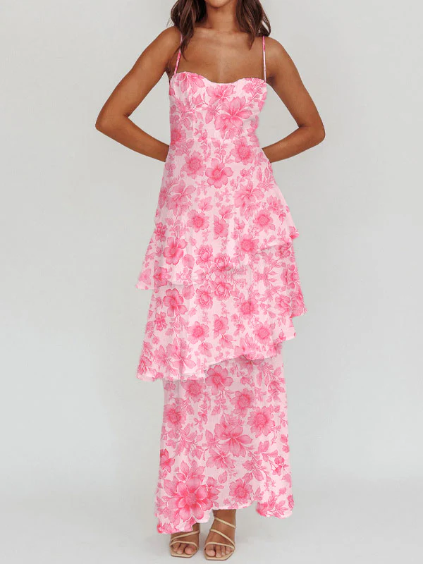 Thin straps tiered maxi dress - Image 2