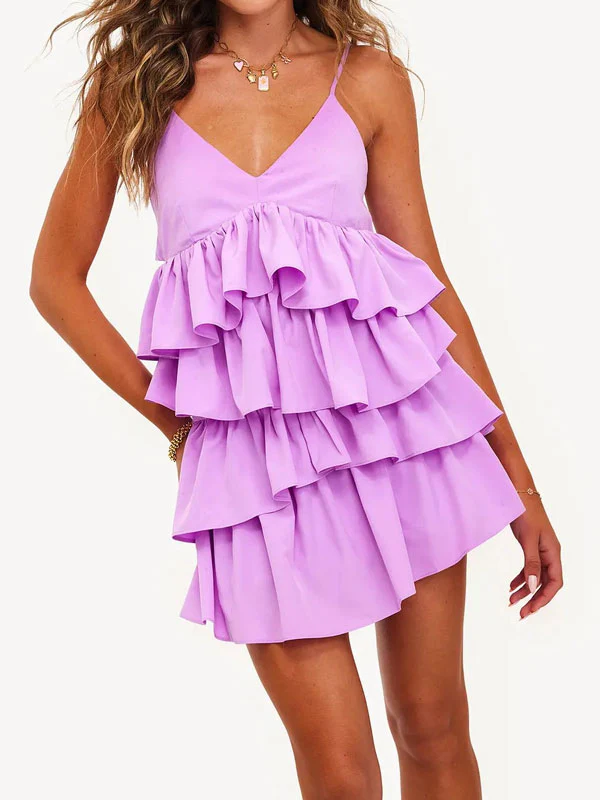 Thin straps tiered mini dress - Image 2