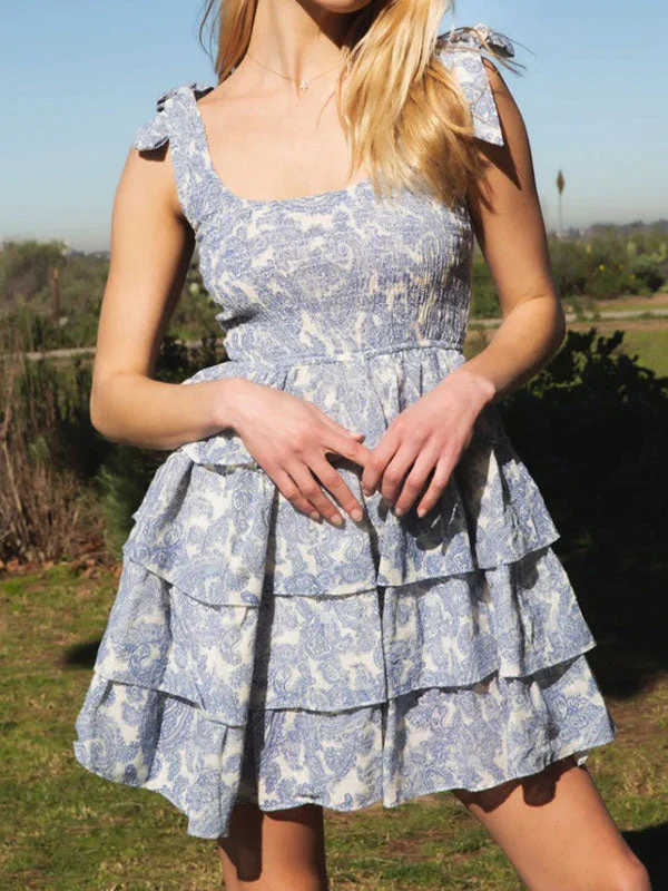 Tie up pleated mini dress