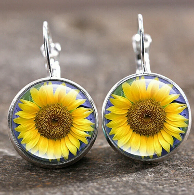 Time Stone Sunflower Earrings - Image 4
