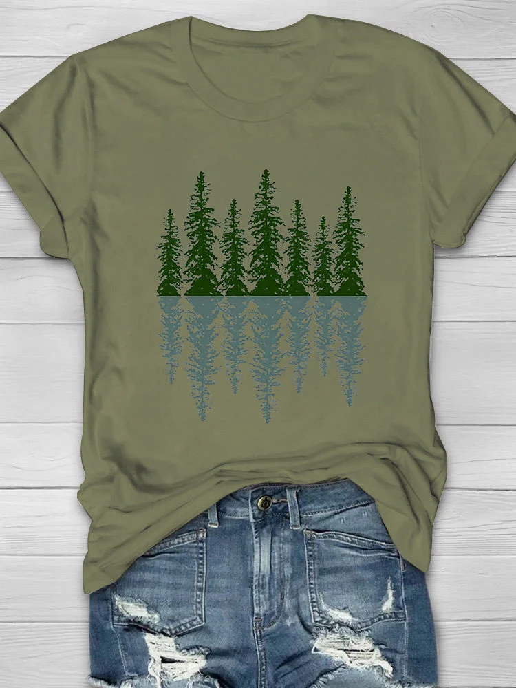 Trees And Reflections Print Women's T-shirt - Image 2