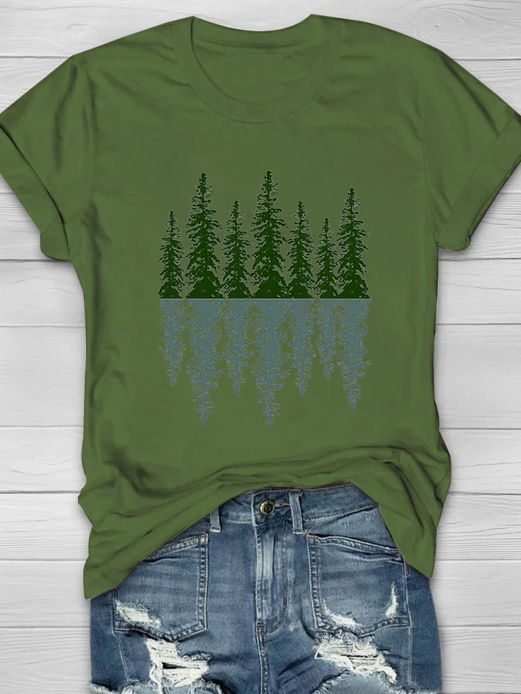 Trees And Reflections Print Women's T-shirt - Image 3