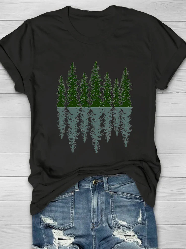 Trees And Reflections Print Women's T-shirt - Image 4