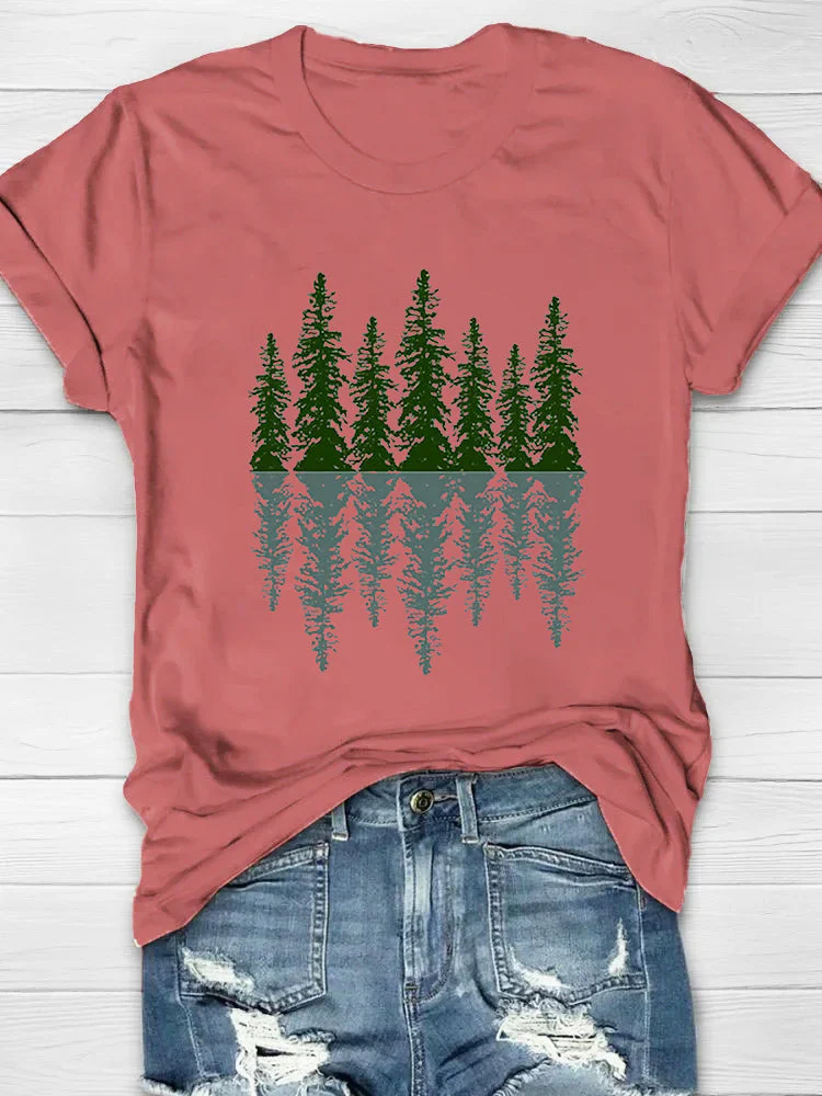 Trees And Reflections Print Women's T-shirt - Image 5
