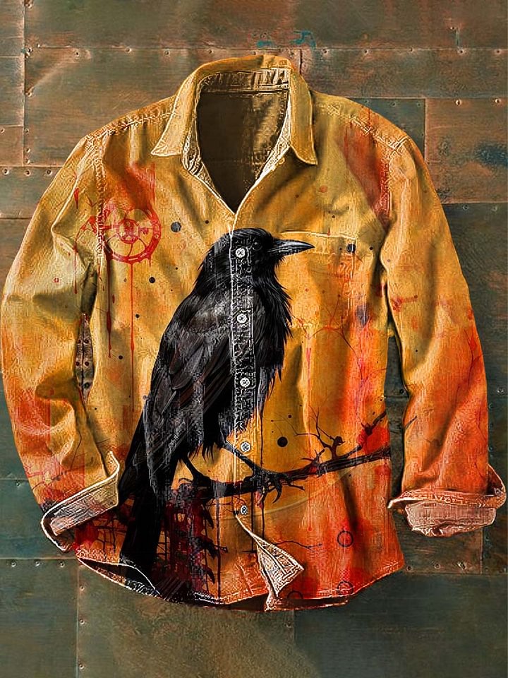 Unisex Halloween Raven Print Casual T-Shirt - Image 11