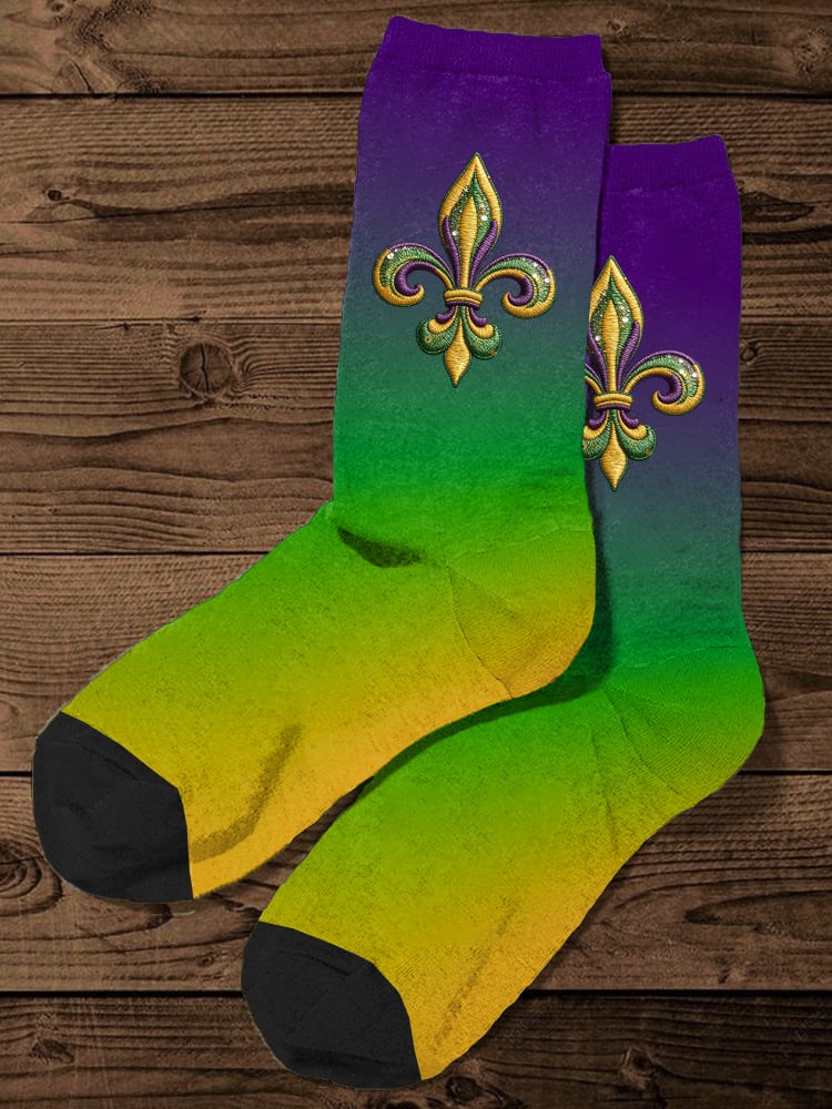 Unisex Mardi Gras Knitted Casual Socks - Image 2