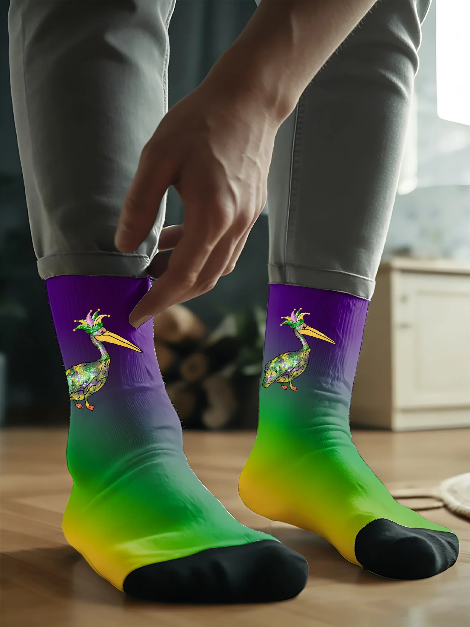 Unisex Mardi Gras Knitted Casual Socks - Image 3