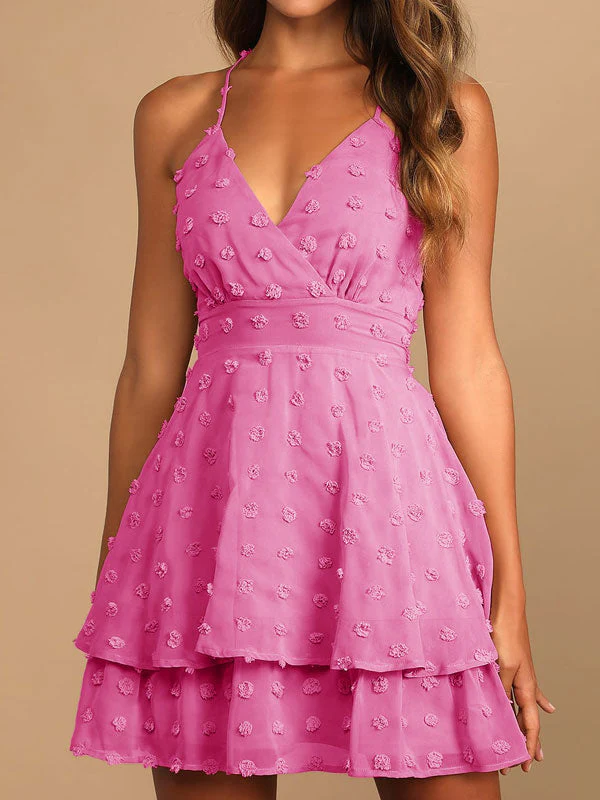 V neck dot tiered dress - Image 3