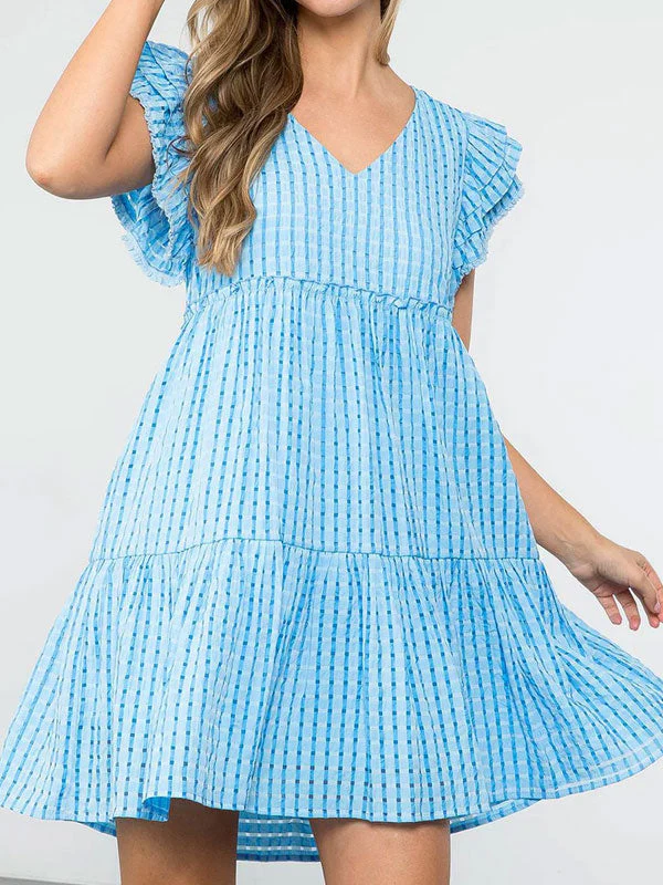 V neck ruffle dress