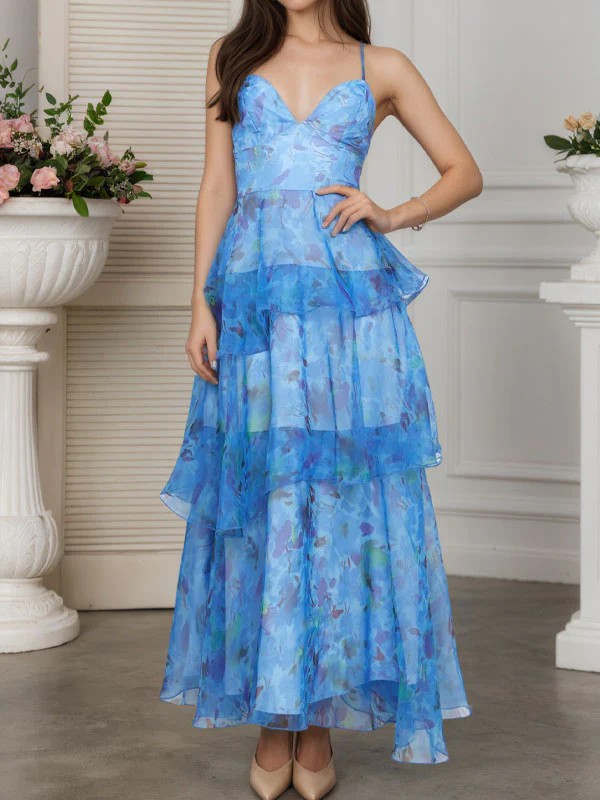 V neck tiered maxi dress - Image 2