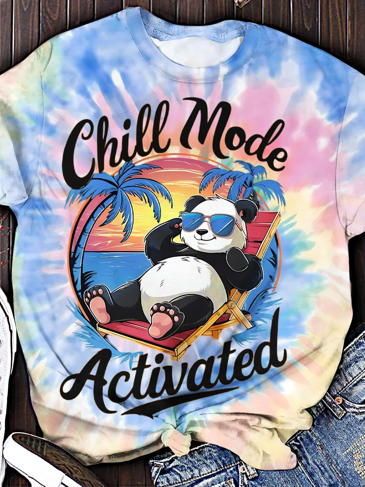 Vacation Panda Crew Neck T-shirt