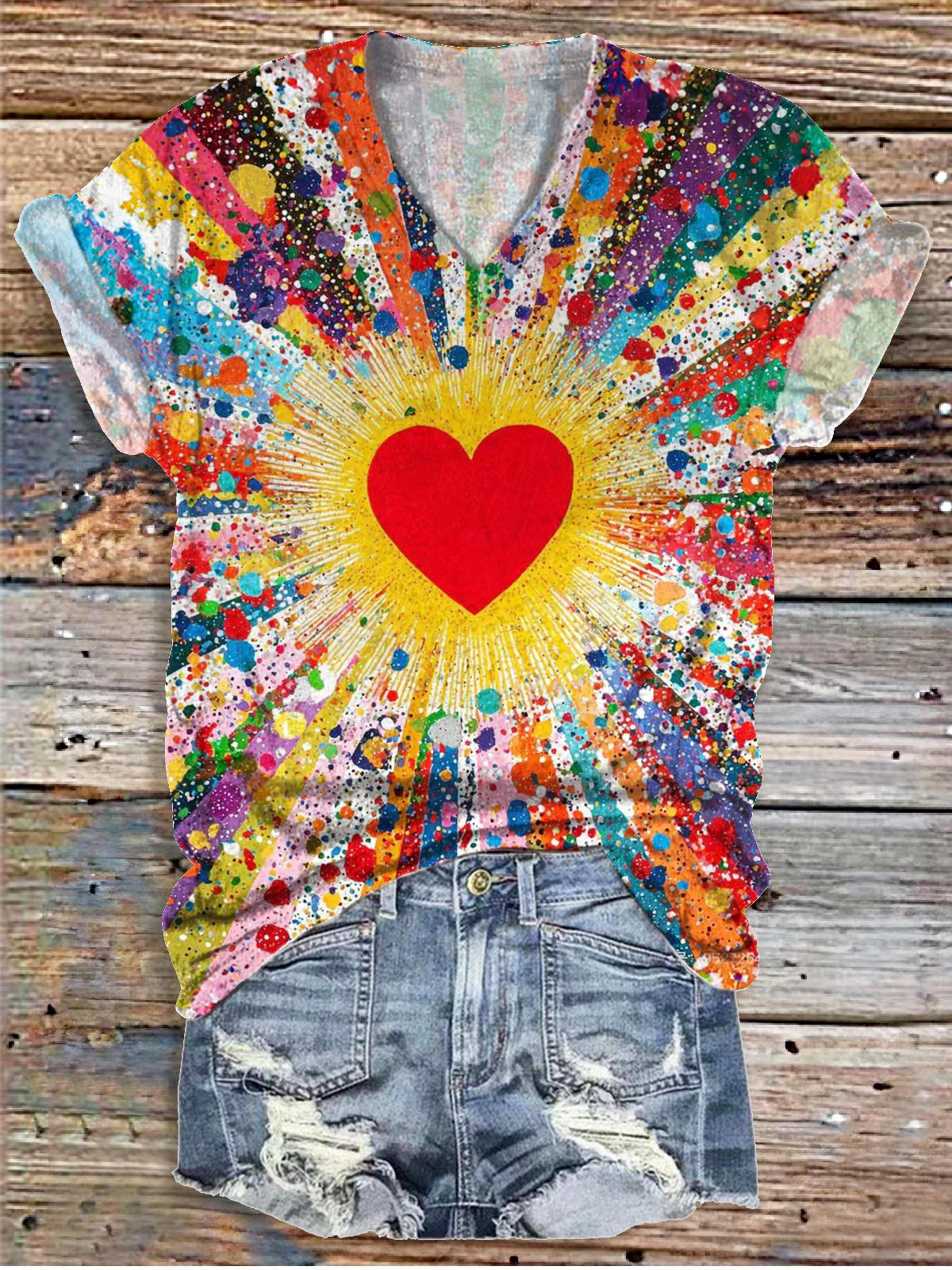 Valentine's Day Art Graffiti V-neck T-Shirt