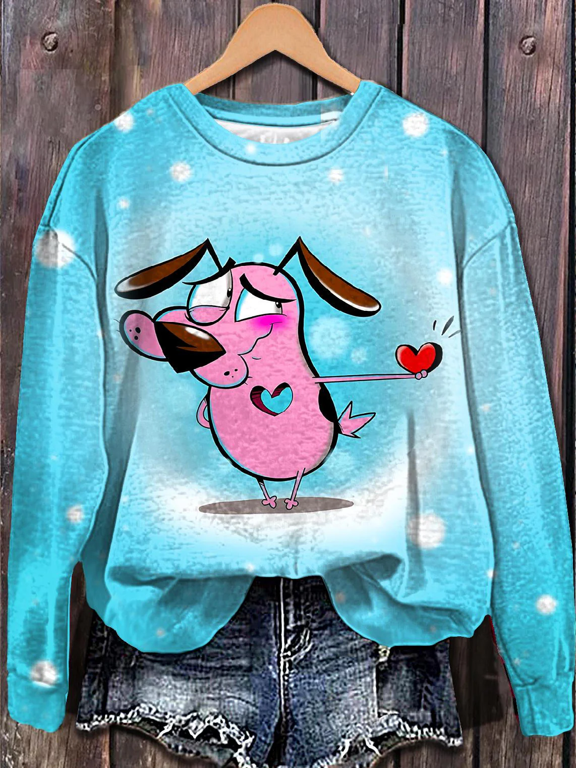 Valentine's Day Funny Cartoon Printed Long Sleeve Casual Top