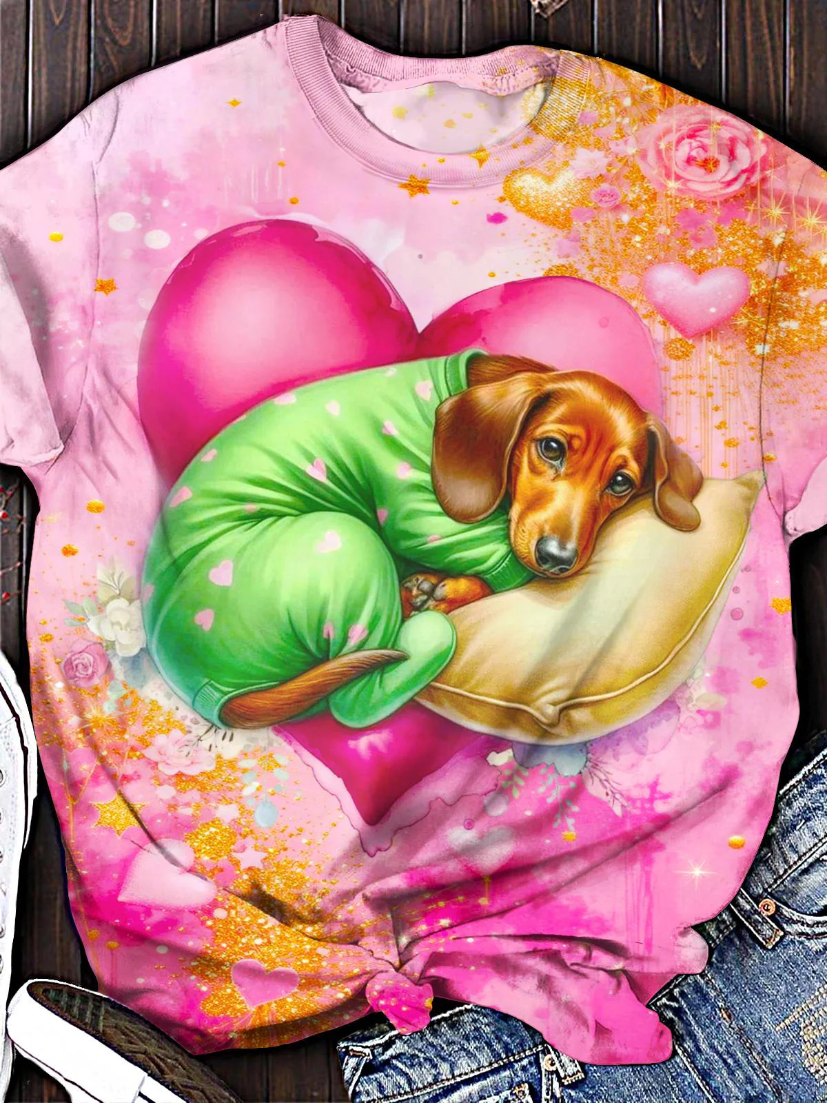 Valentine's Day Love Printed Crew Neck T-shirt