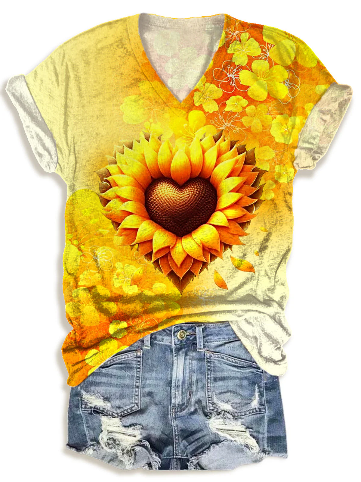 Valentine's Day Print V-Neck T-Shirt