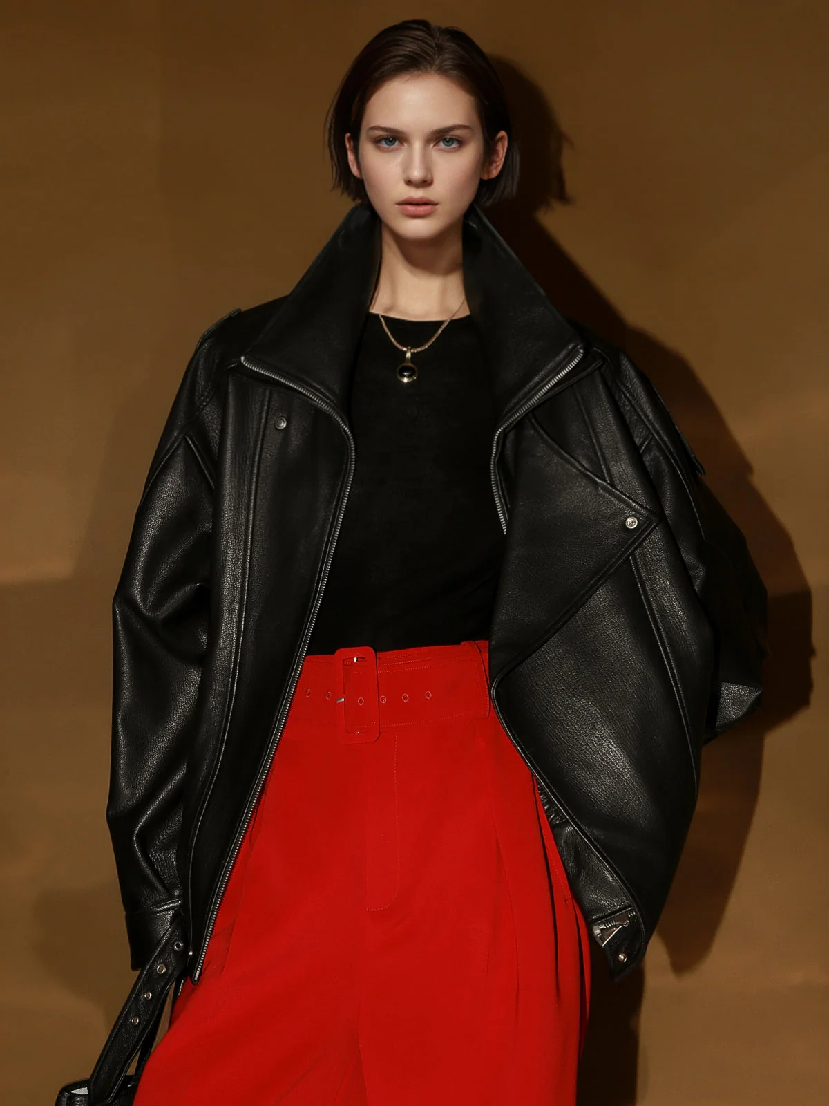 Vegetable-Tanned Goatskin Leather Jacket for Women – Double-Layer Genuine Leather Moto Coat for Fall Winter - Image 6