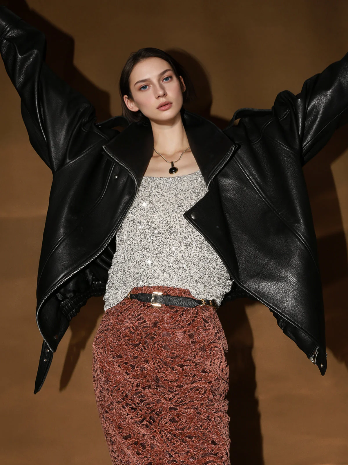 Vegetable-Tanned Goatskin Leather Jacket for Women – Double-Layer Genuine Leather Moto Coat for Fall Winter - Image 8