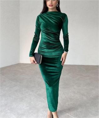 Velvet shiny long-sleeved maxi dress - Image 5