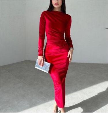 Velvet shiny long-sleeved maxi dress - Image 7
