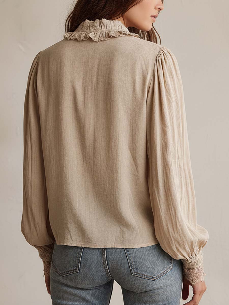 Victorian Ruffle Lace Zip Blouse - Image 3