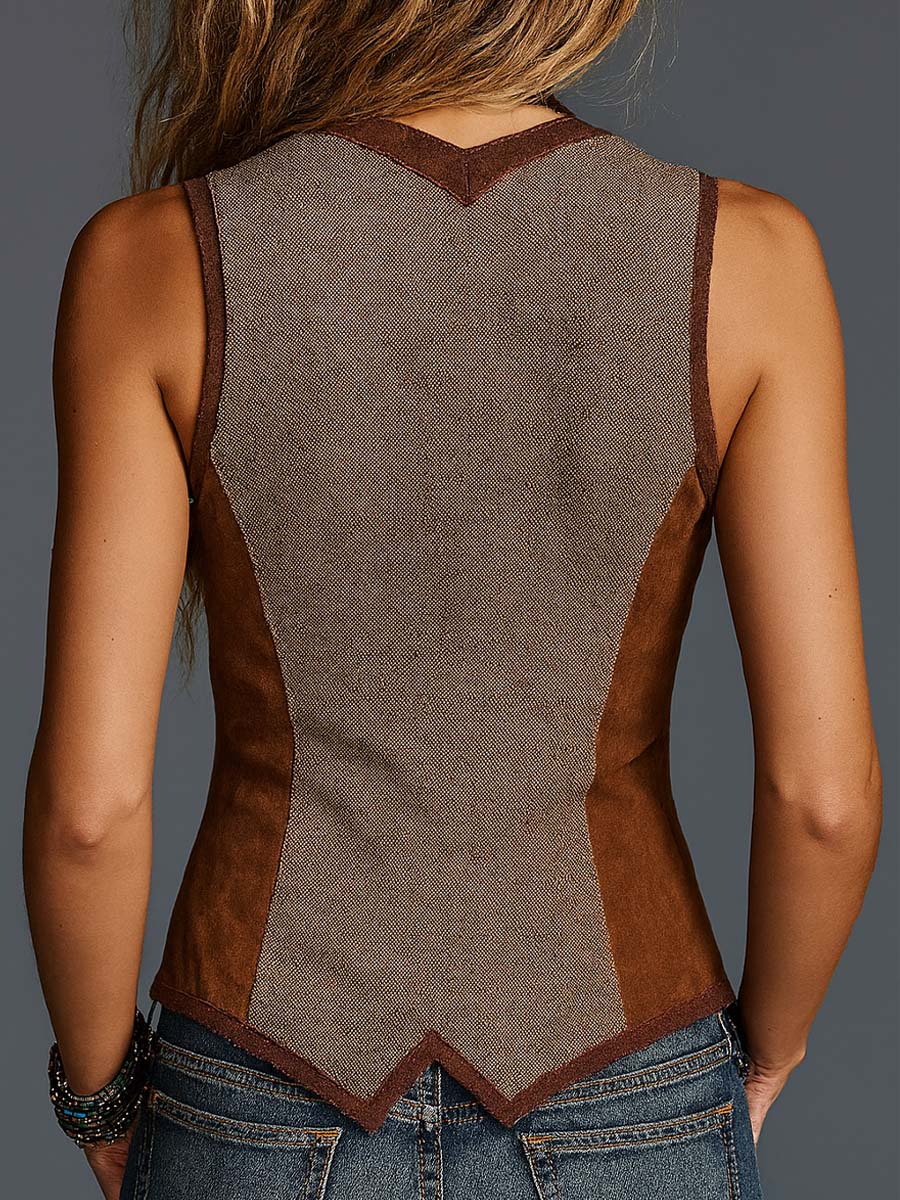 Vintage Bohemian Patchwork Suede Vest - Image 5