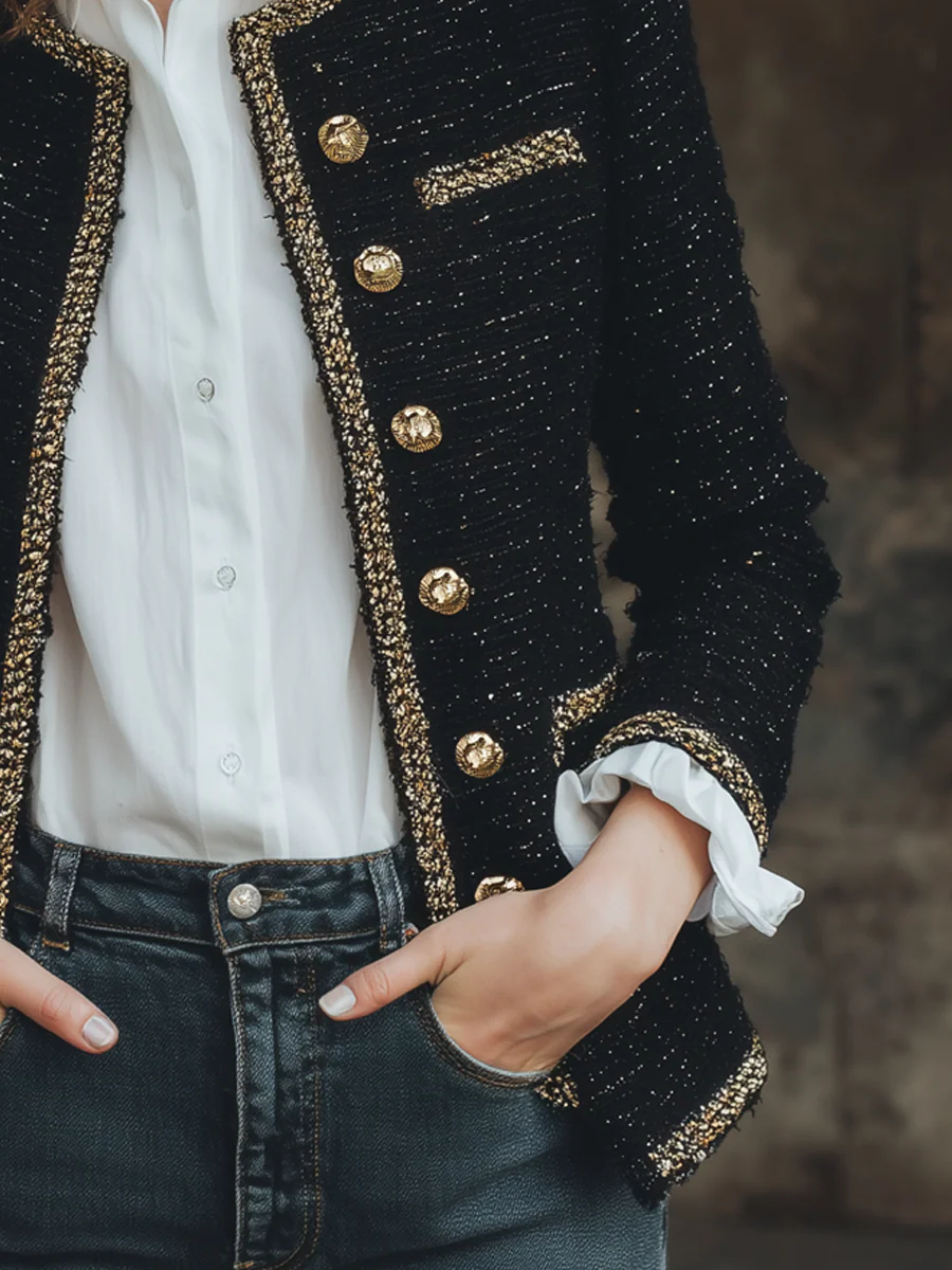 Vintage Chanel-style Contrast-trimmed Jacket - Image 4
