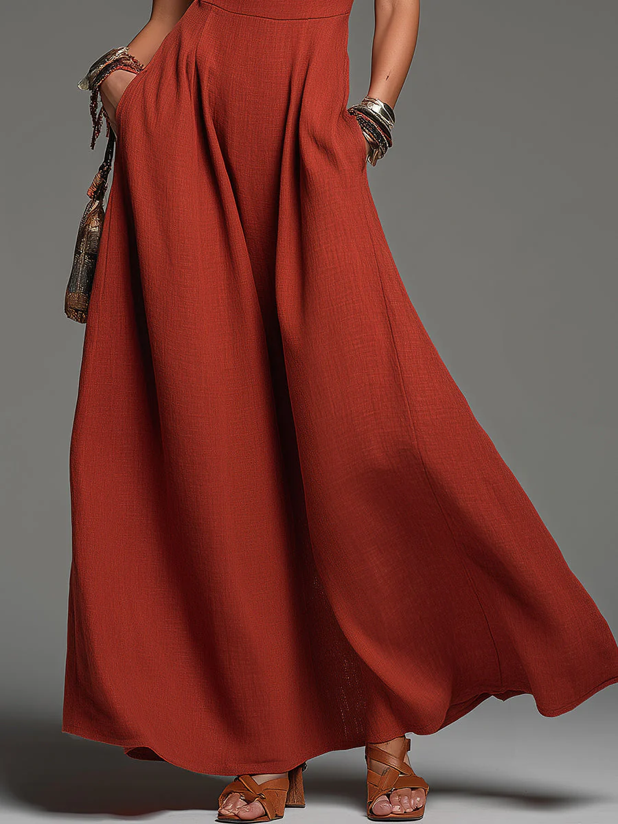 Vintage Cotton And Linen Sleeveless Maxi Dress With Pockets - Image 3