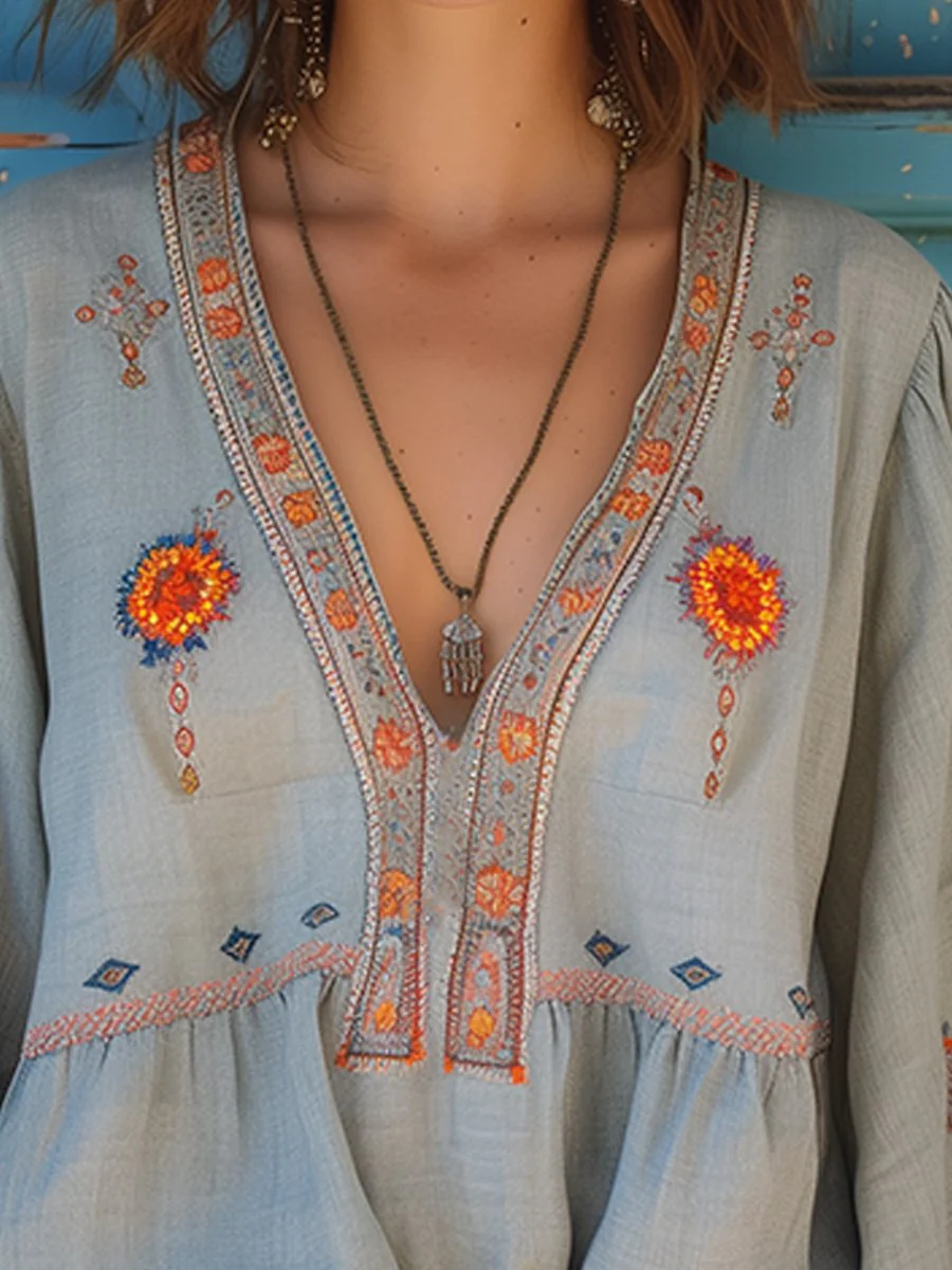 Vintage Embroidered Long Sleeve Shirt - Image 2