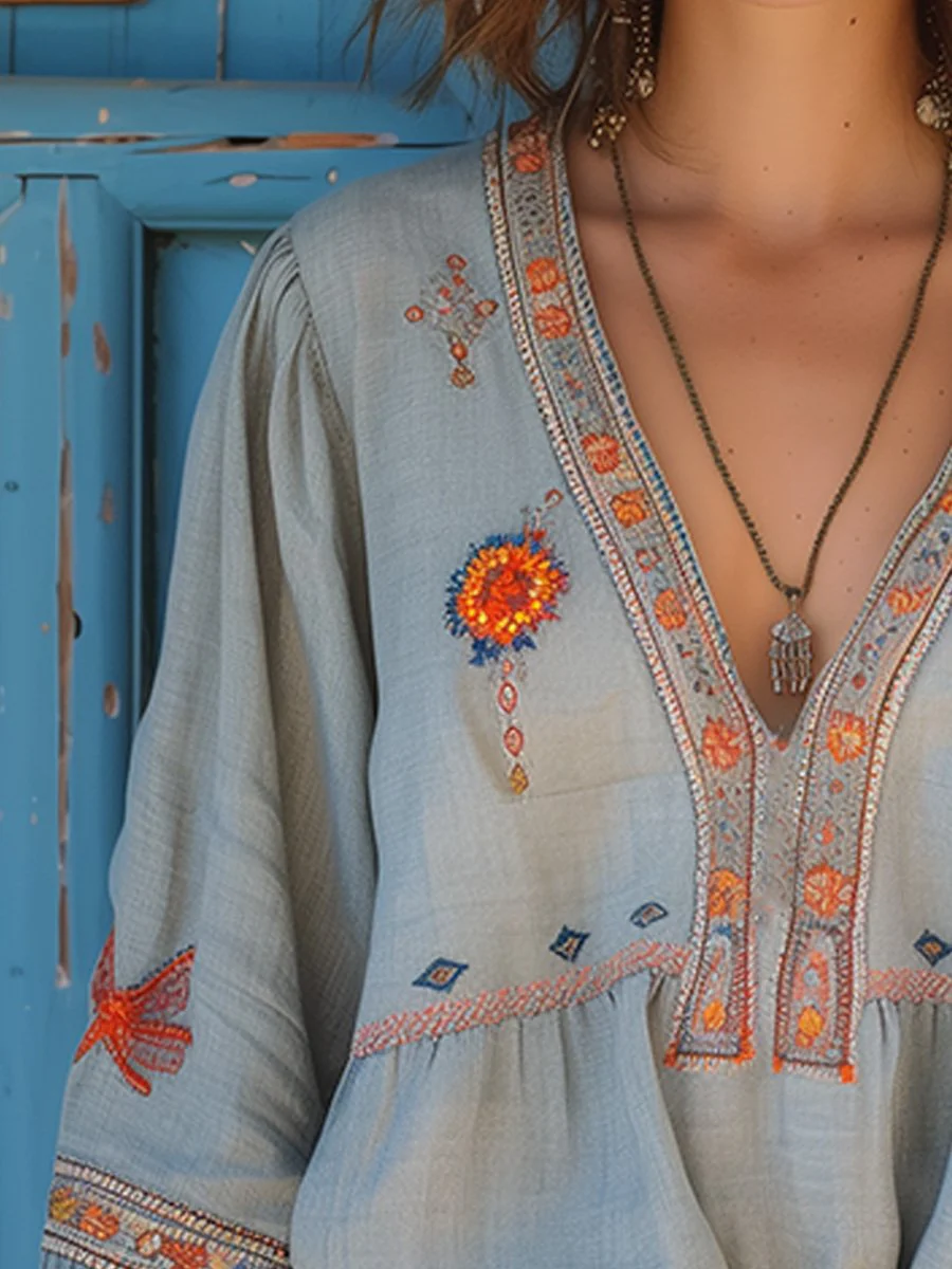 Vintage Embroidered Long Sleeve Shirt - Image 3