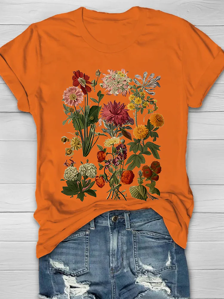 Vintage Garden Flowers Print Women's T-shirt - Image 6