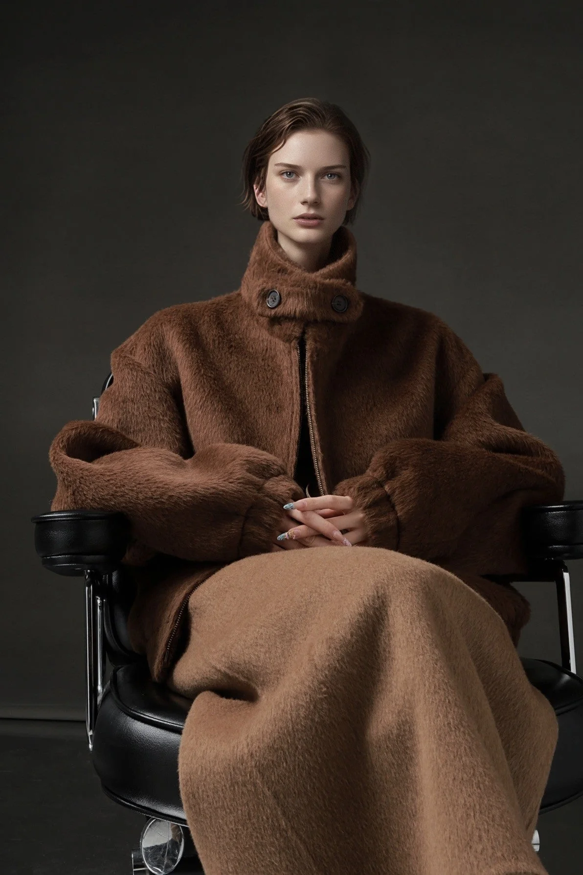 Vintage Harrington Jacket for Women – Luxury Suri Alpaca Wool Coat with Soft Textured Finish - Image 5