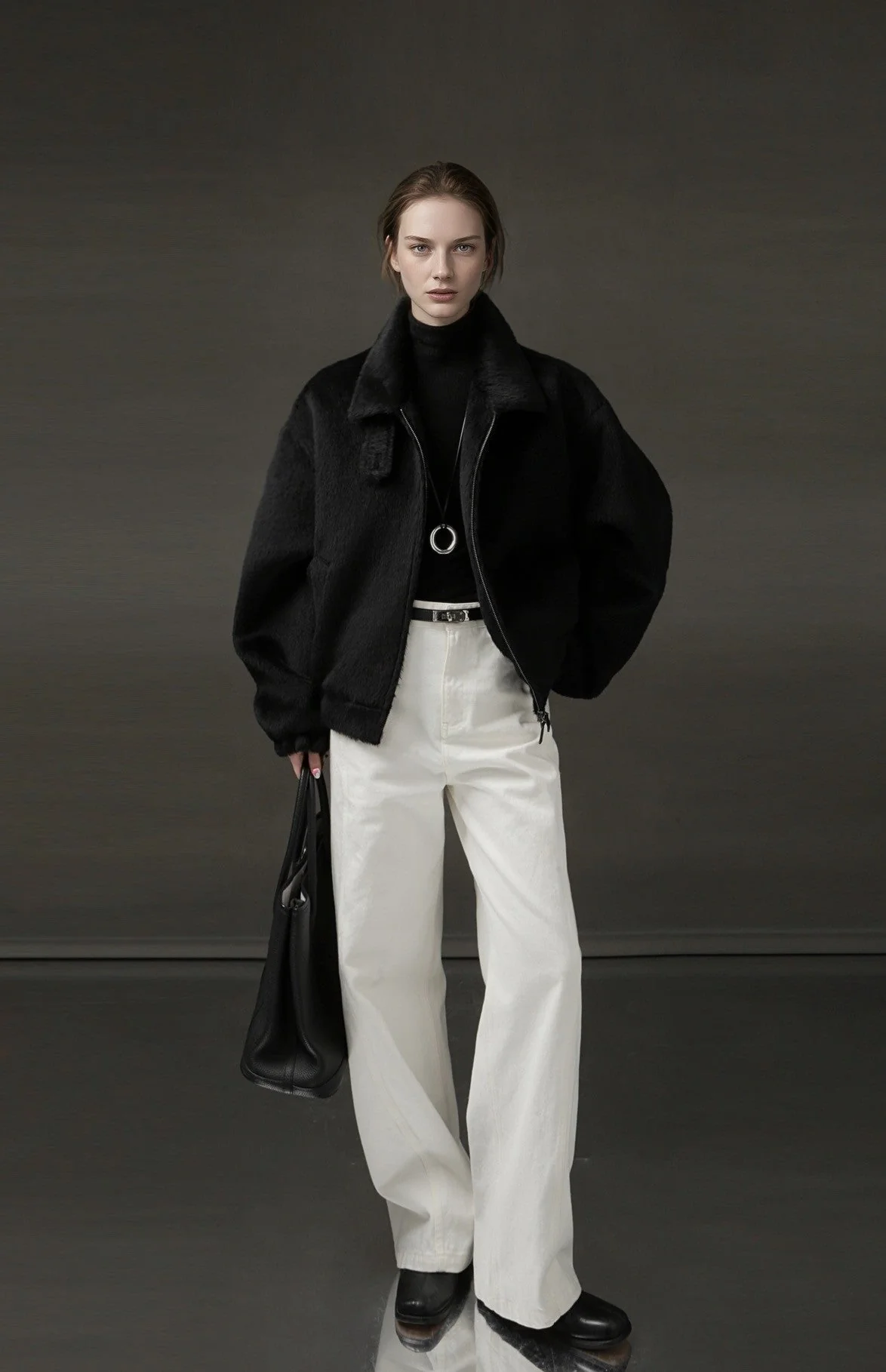 Vintage Harrington Jacket for Women – Luxury Suri Alpaca Wool Coat with Soft Textured Finish - Image 6