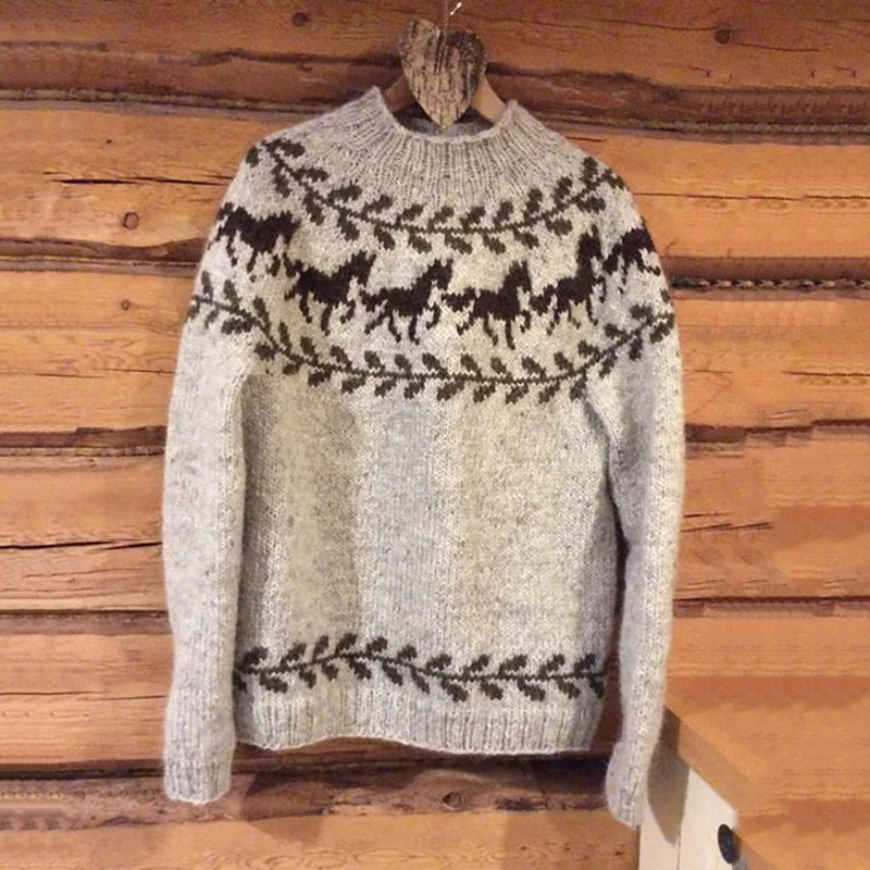 Vintage Icelandic Knit Jacquard Warmth Sweater(Unisex) - Image 2