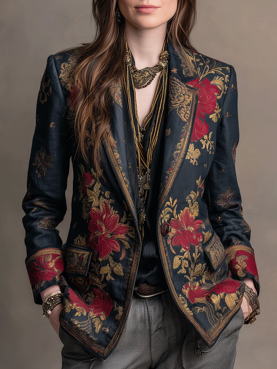 Vintage Luxe Floral Tapestry Blazer