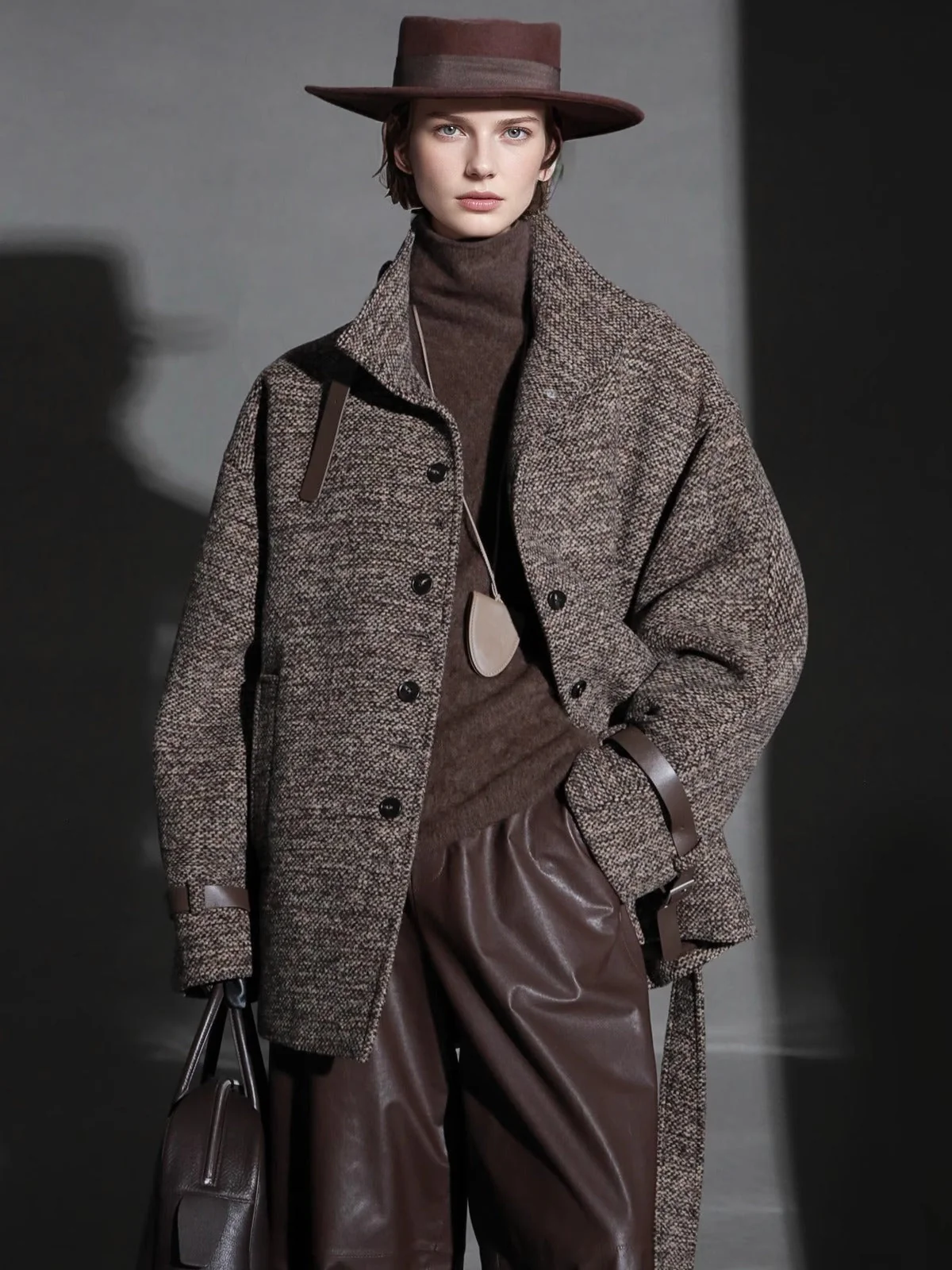 Vintage Stand Collar Wool Coat for Women – Saint Germain-Inspired Trim Design Double-Faced Wool Overcoat, Fall Winter Elegant Outerwear - Image 4