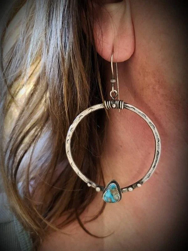 Vintage turquoise circle earrings - Image 2