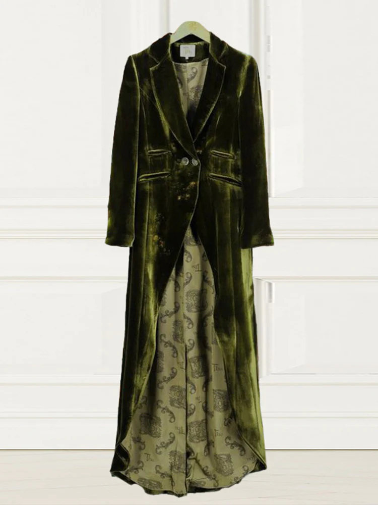 Vintage Velvet Paneled Long Sleeve Coat - Image 4