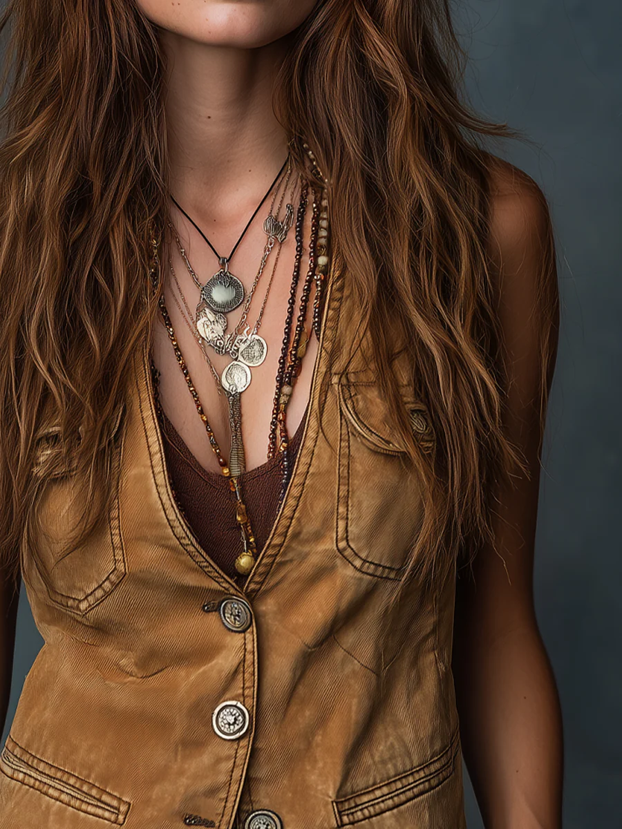 Vintage Washed Pocket Denim Vest - Image 3