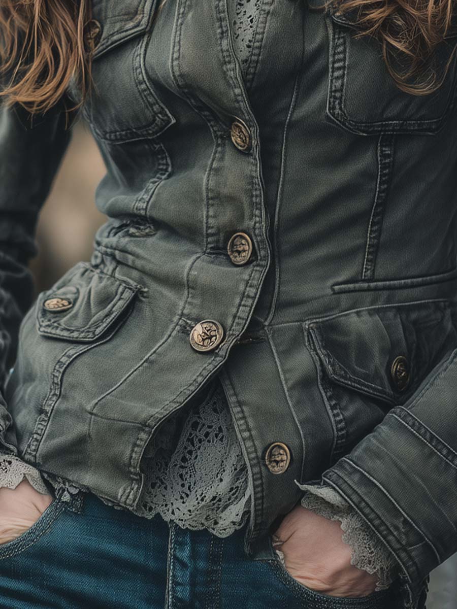 Vintage Washed Worker Button-Up Jacket - Image 4