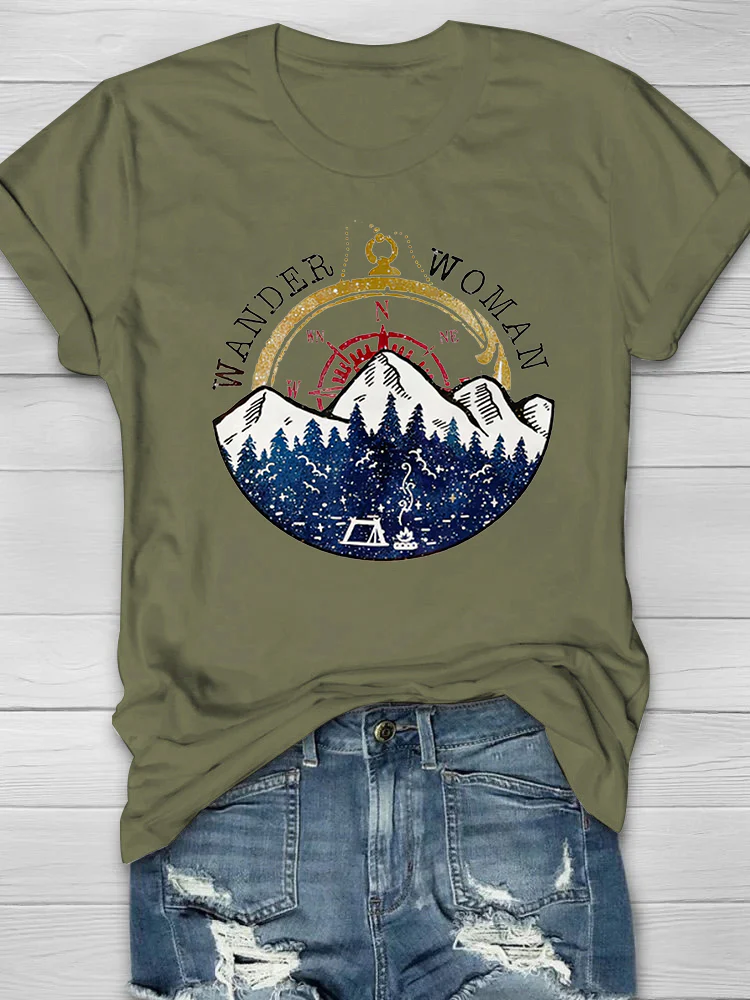 Wander Woman Mountain Printed Women's T-shirt - Image 3