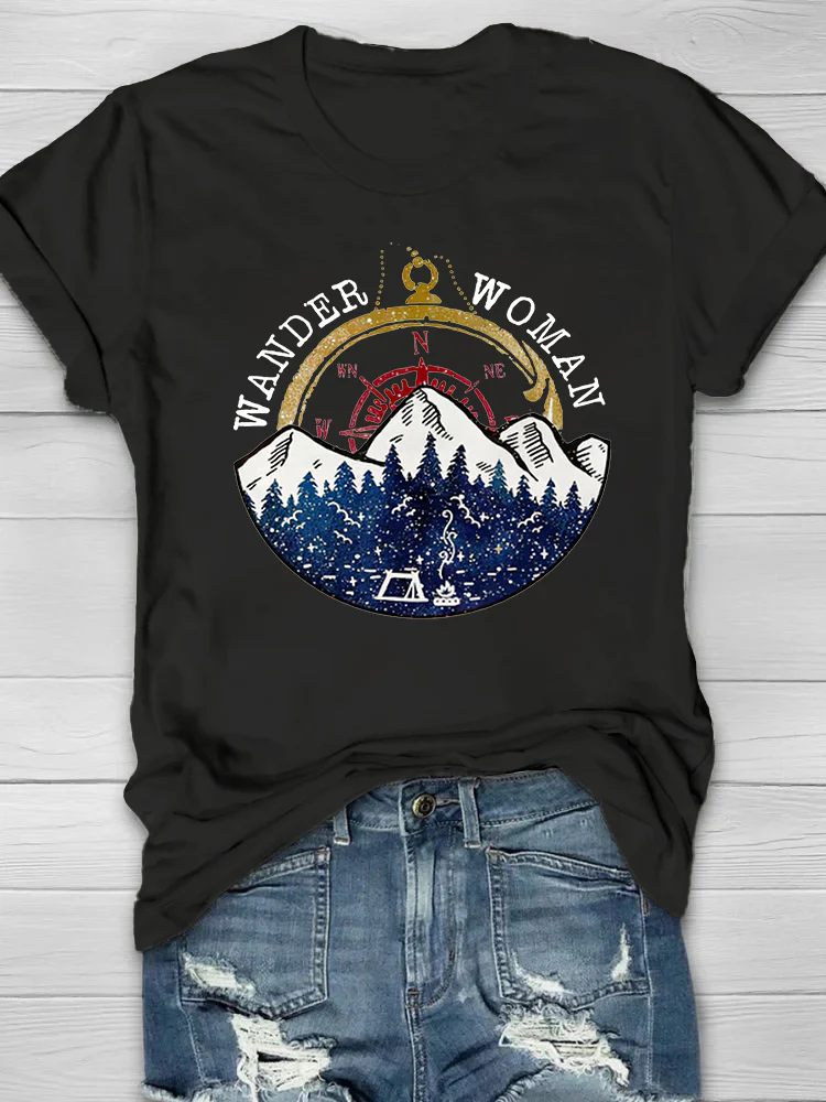 Wander Woman Mountain Printed Women's T-shirt - Image 5