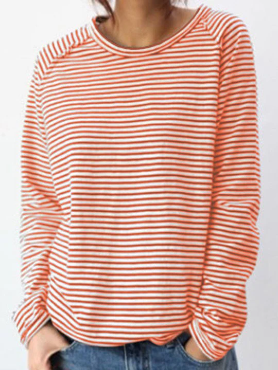 White-Black Long Sleeve Cotton Simple Basic Top - Image 6