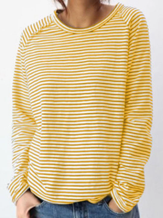 White-Black Long Sleeve Cotton Simple Basic Top - Image 7