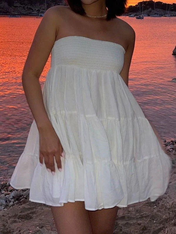 White pleated dress