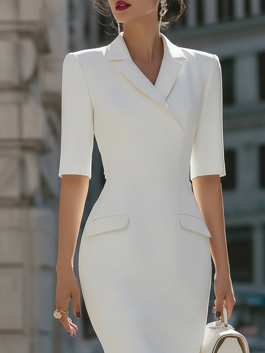White Tailored Blazer Midi Dress - Image 2